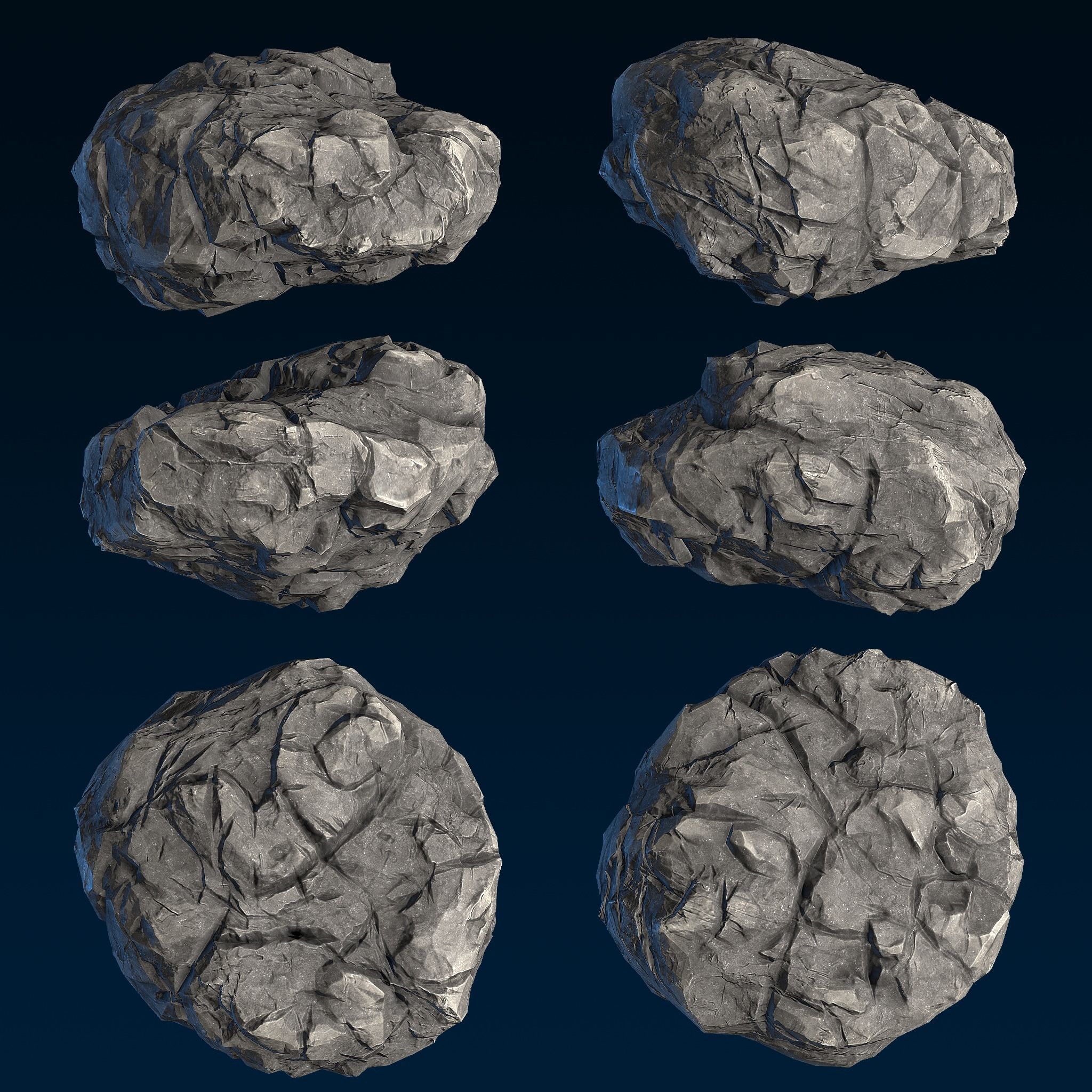 Big Chunky Rocks Pack - Game-Ready  Low-poly 3D model_7