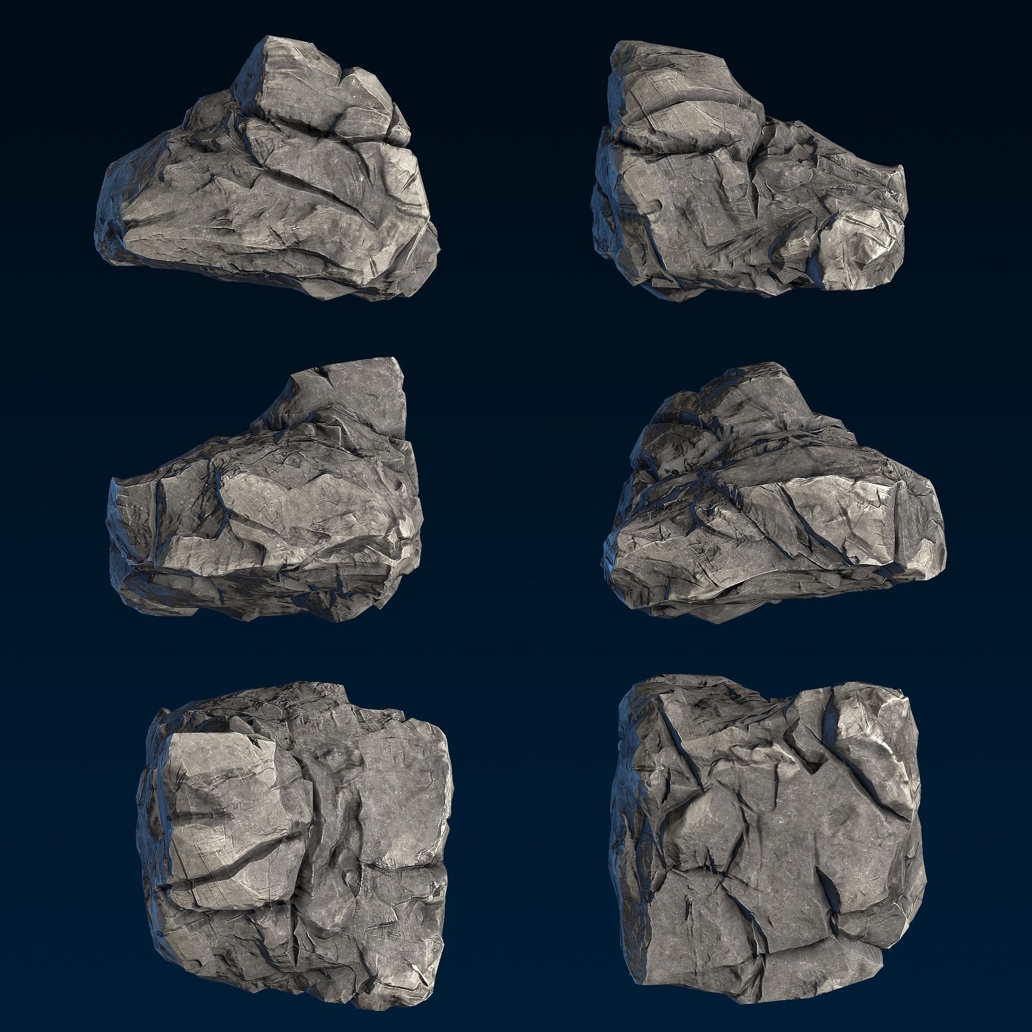 Big Chunky Rocks Pack - Game-Ready  Low-poly 3D model_3
