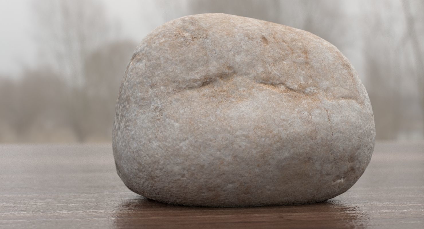Square Shaped Pebble 3D model_1