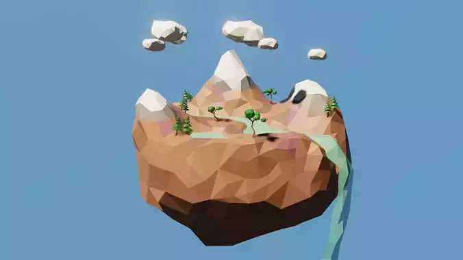 Low Poly Floating Island Free low-poly 3D model