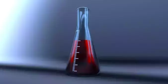 Erlenmeyer liquid in beaker Low-poly 3D model