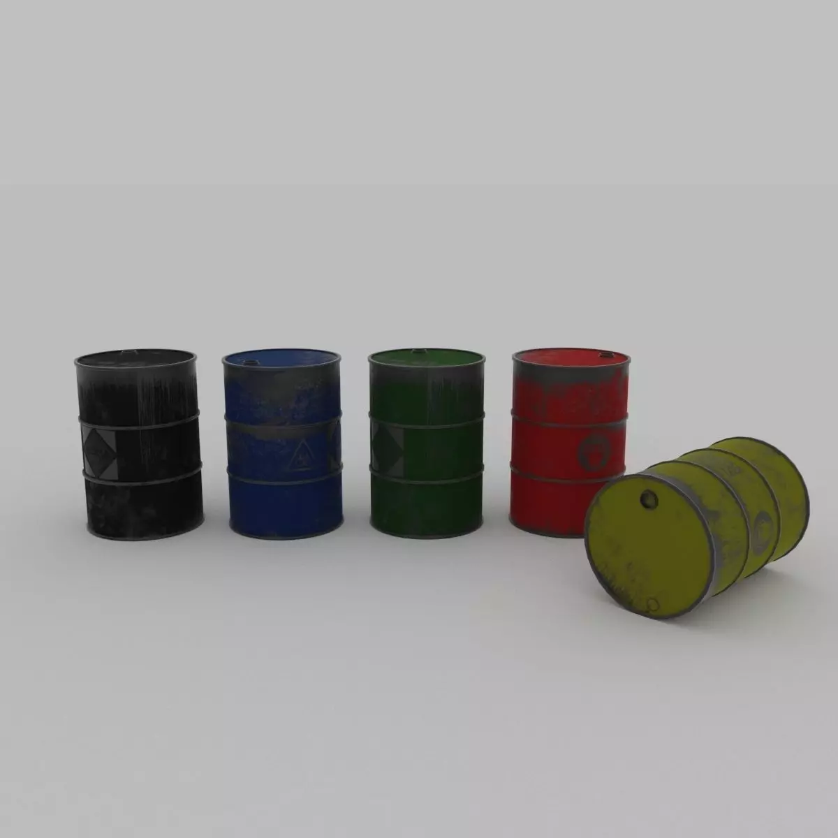 OIL BARREL SET Low-poly 3D model_0