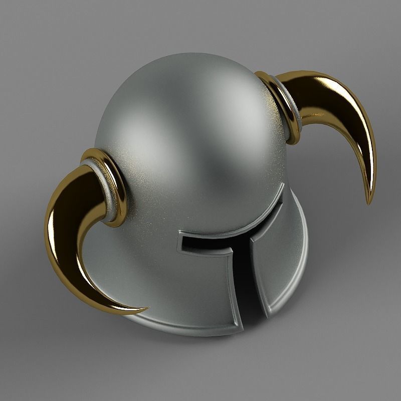 Helmet with golden horns 3D model_2