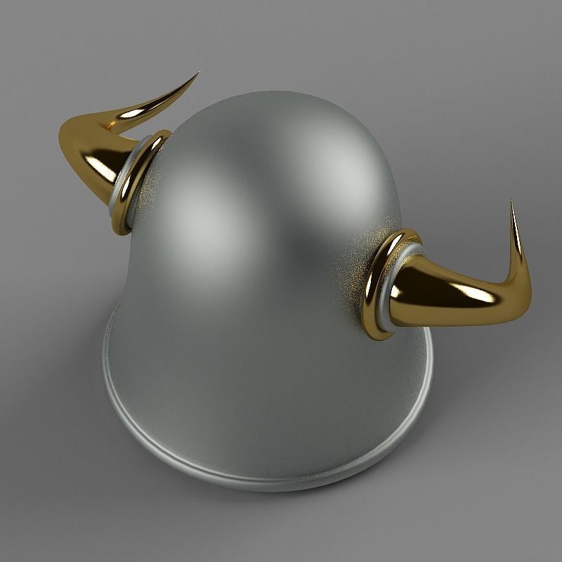Helmet with golden horns 3D model_3