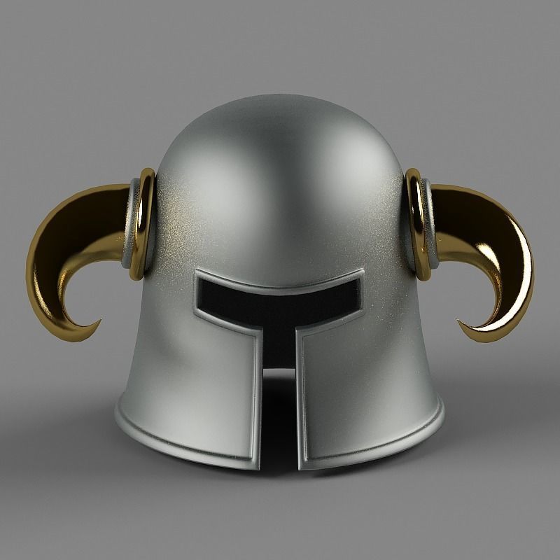 Helmet with golden horns 3D model_1