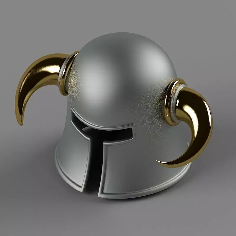 Helmet with golden horns 3D model_0