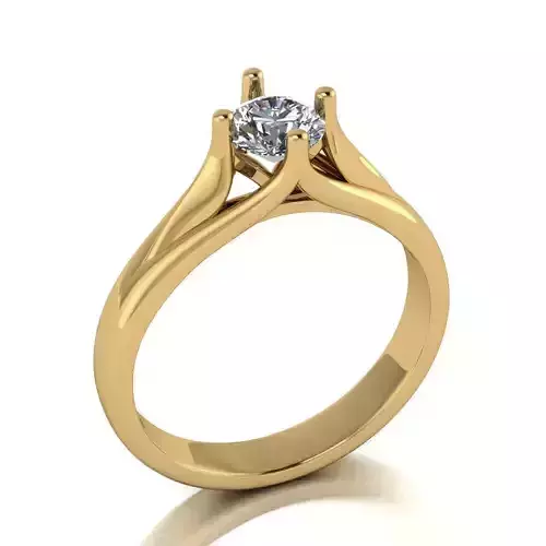 One gem simple engagement ring 3D print model