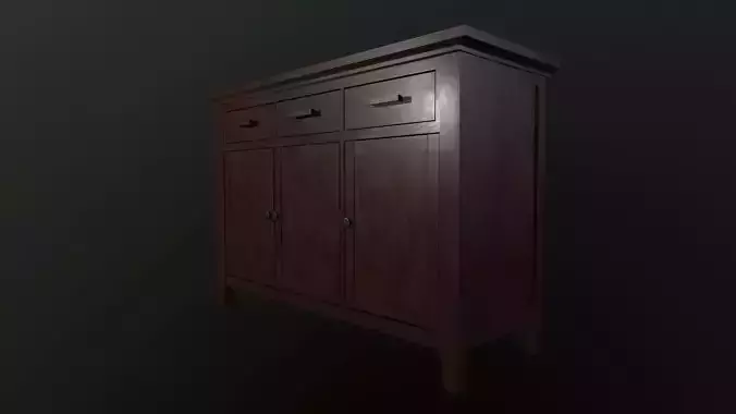 Cabinete PBR LowPoly old wooden cabinet