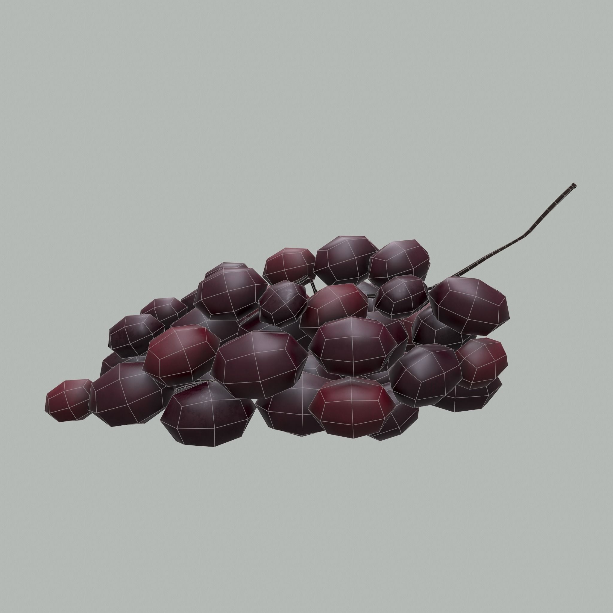 Delicious Purple Grapes  Low-poly 3D model_19
