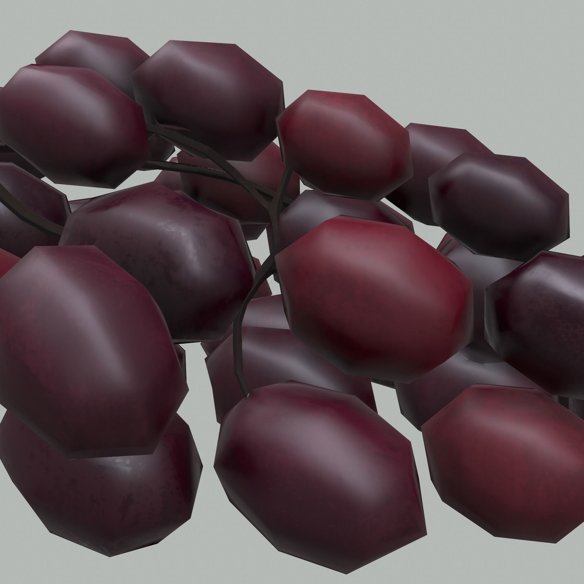 Delicious Purple Grapes  Low-poly 3D model_24