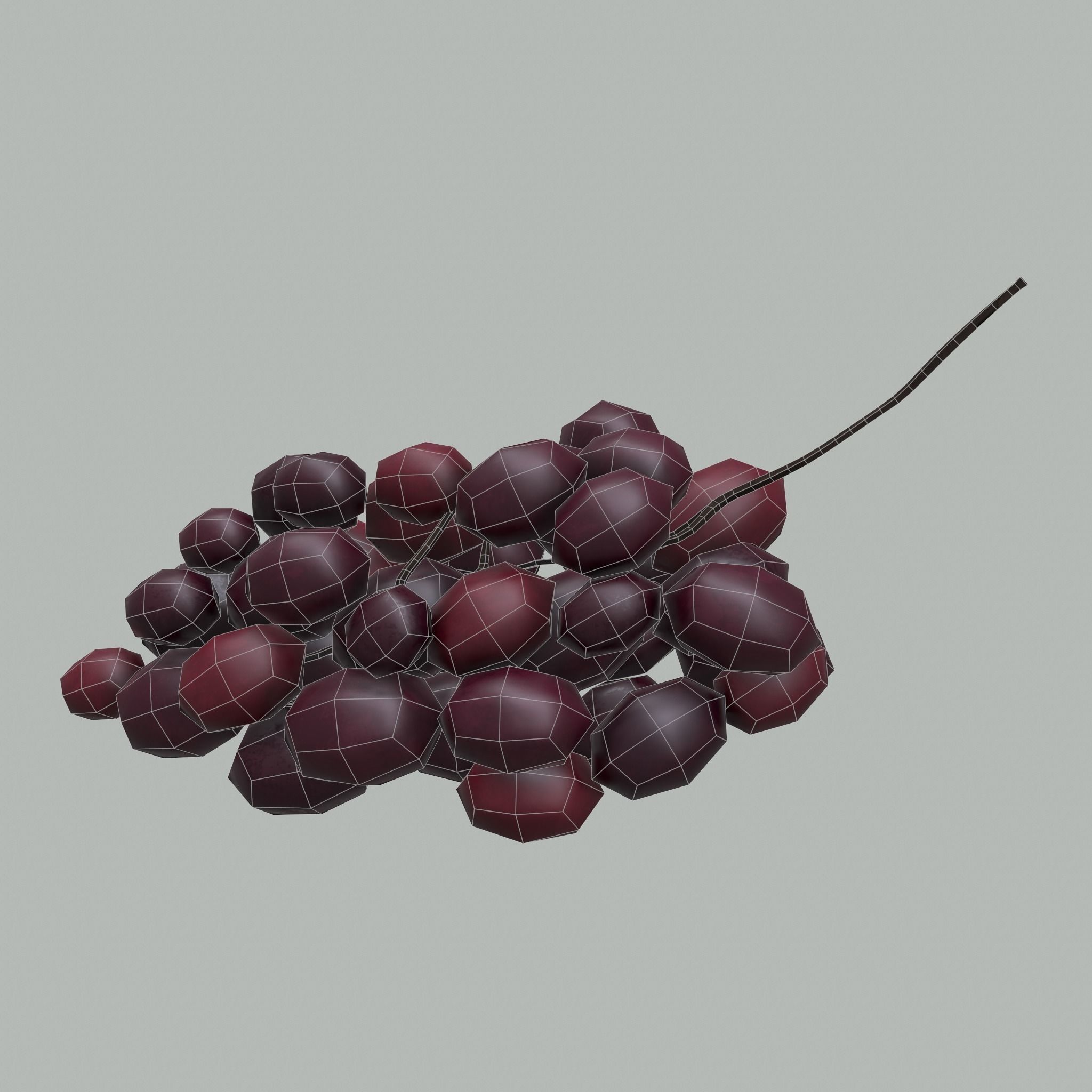 Delicious Purple Grapes  Low-poly 3D model_23