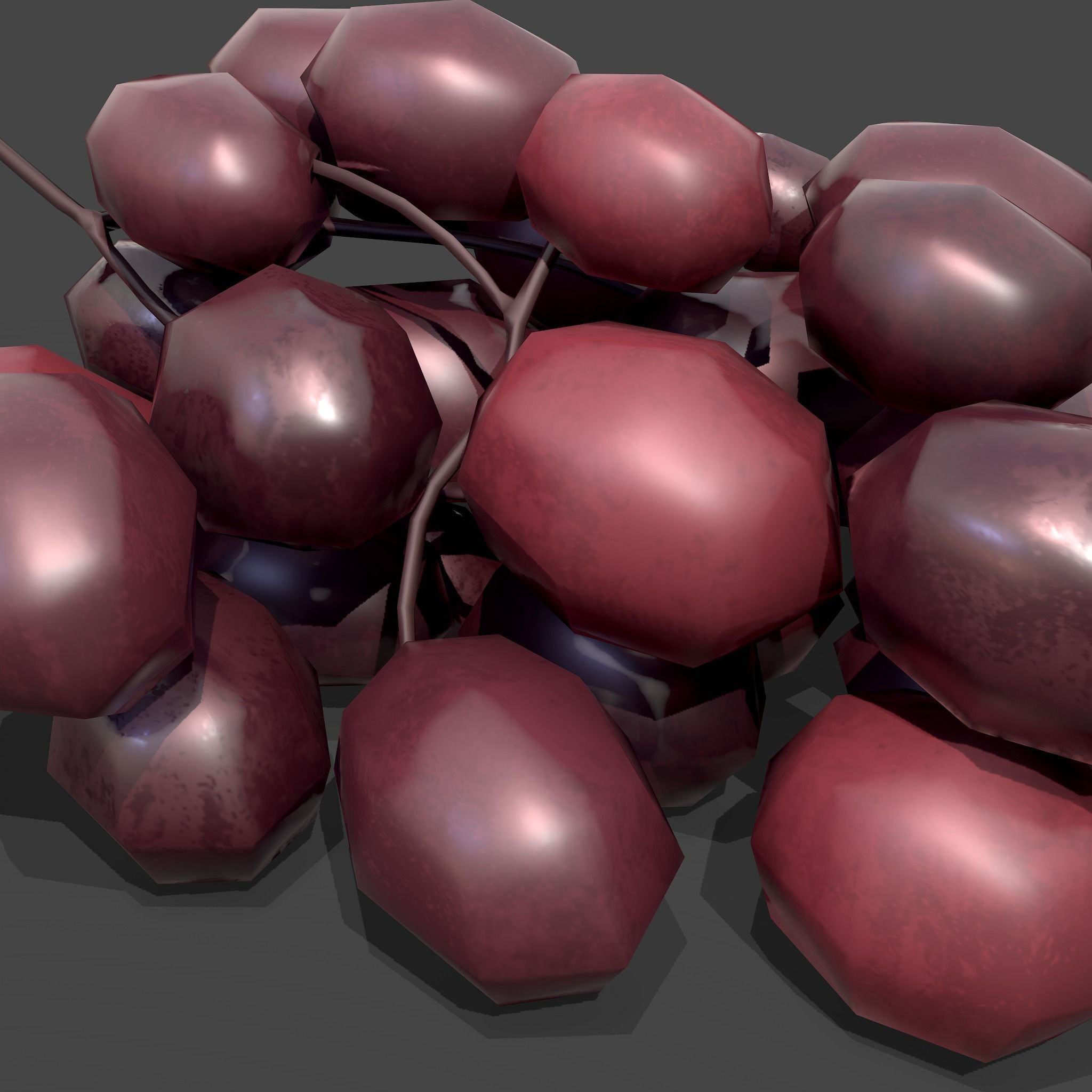 Delicious Purple Grapes  Low-poly 3D model_7