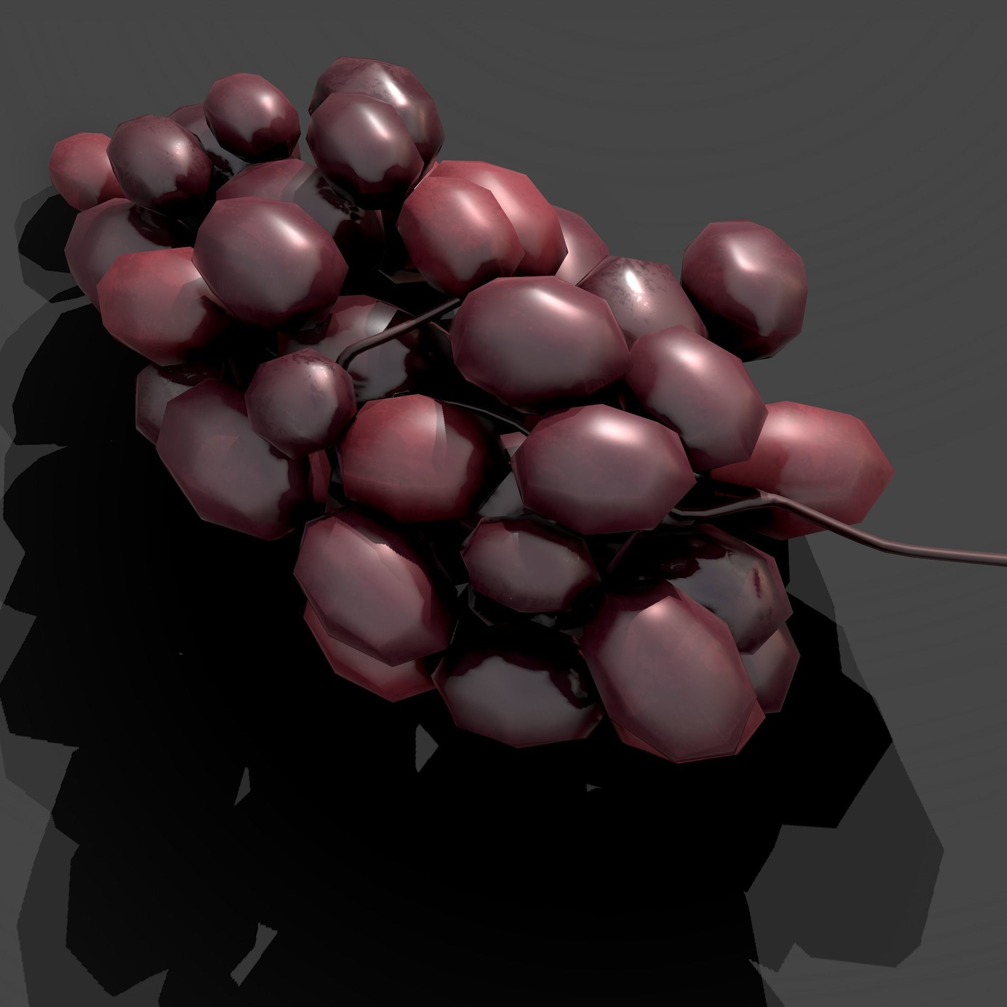 Delicious Purple Grapes  Low-poly 3D model_9