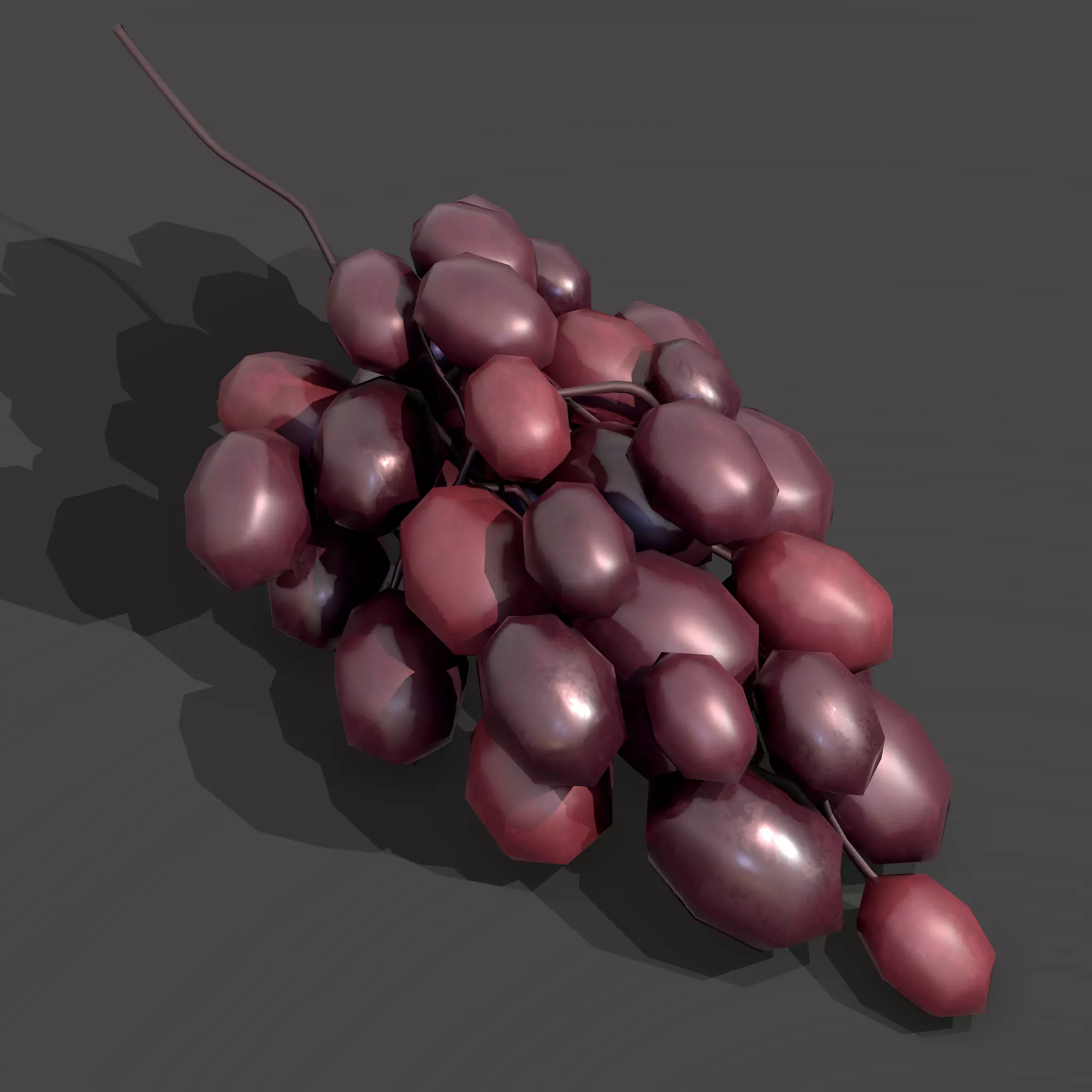 Delicious Purple Grapes  Low-poly 3D model_0