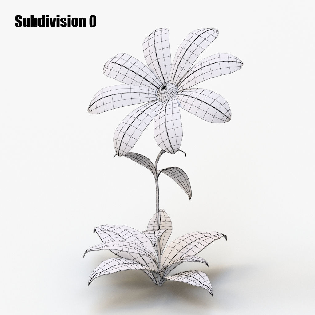 Cartoon flower 3D model_2