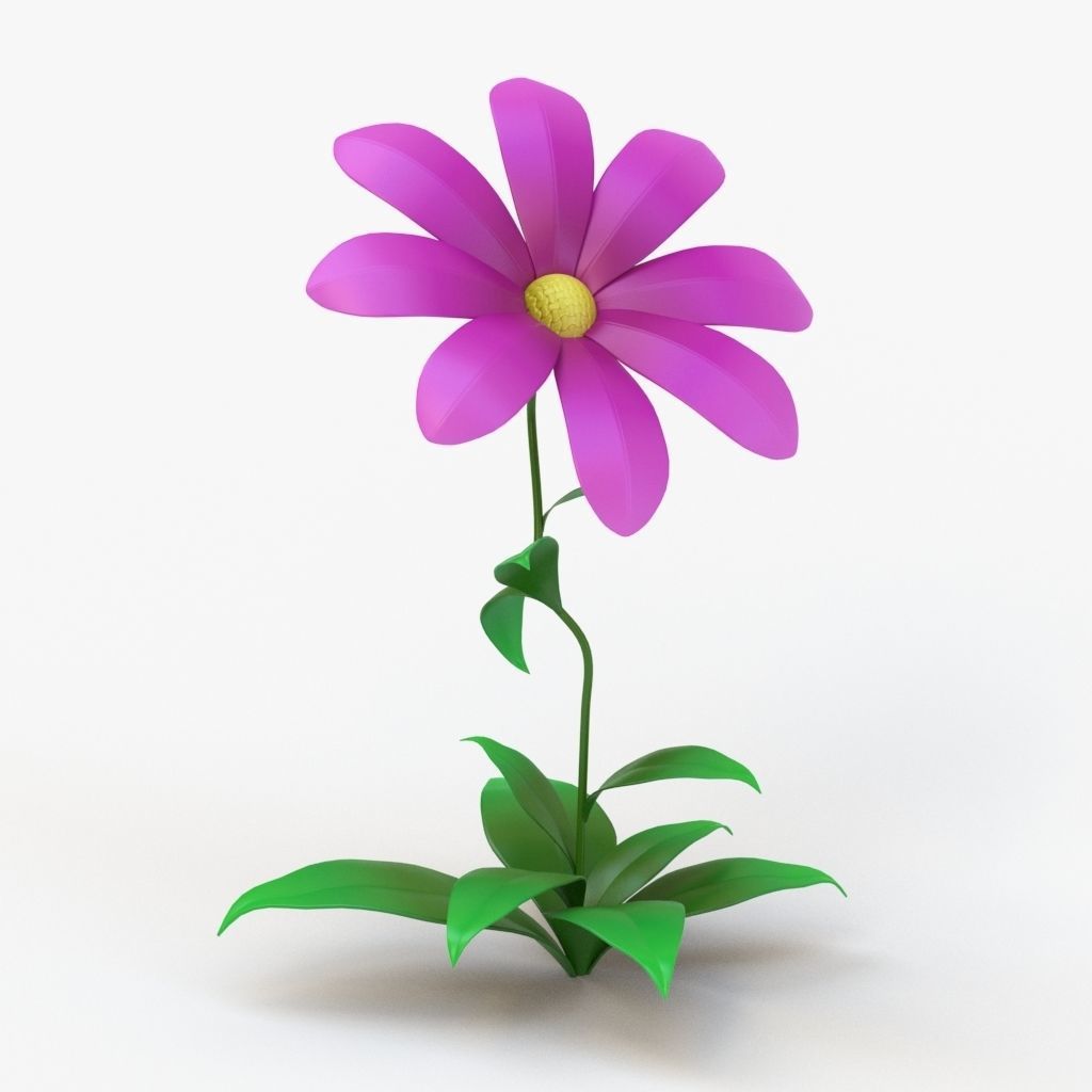 Cartoon flower 3D model_4