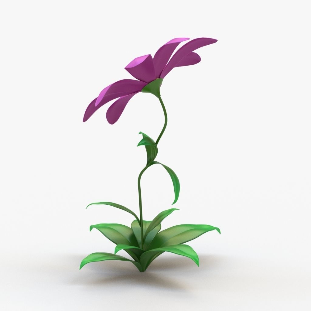 Cartoon flower 3D model_6