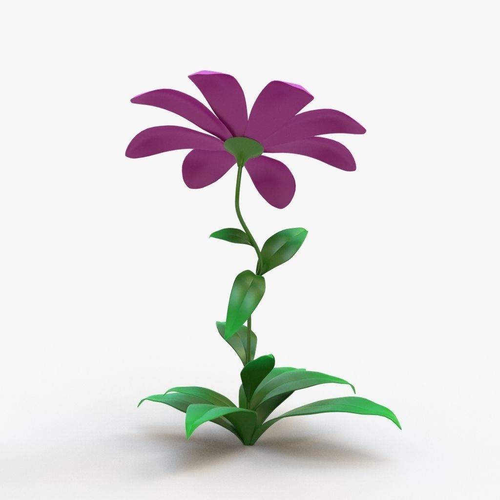 Cartoon flower 3D model_5
