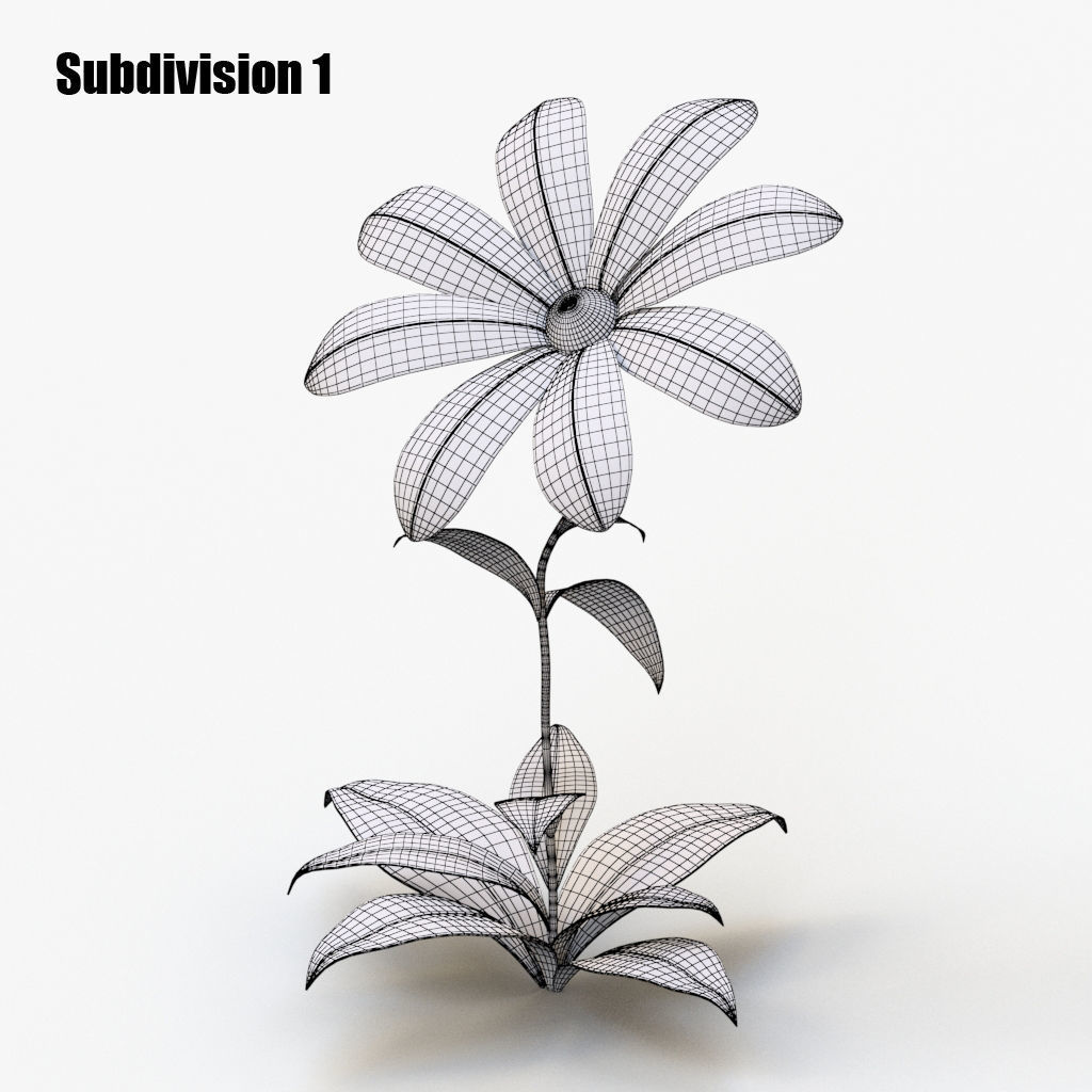 Cartoon flower 3D model_3