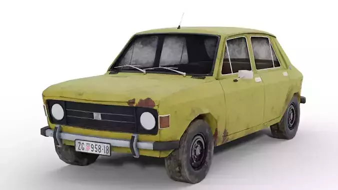 Yugo Zastava Old Rusty Car Low Poly