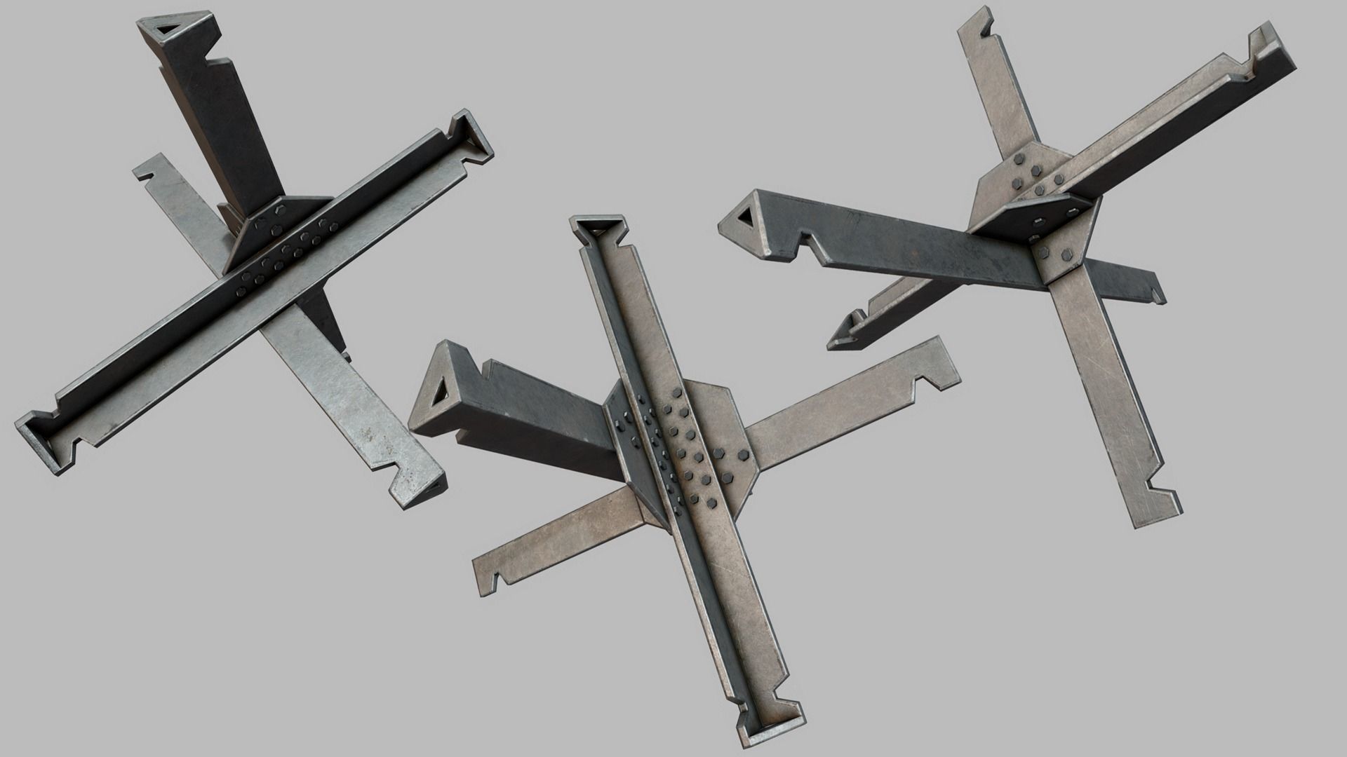 Hedgehog Anti-Tank Obstacle PBR Low-poly 3D model_2