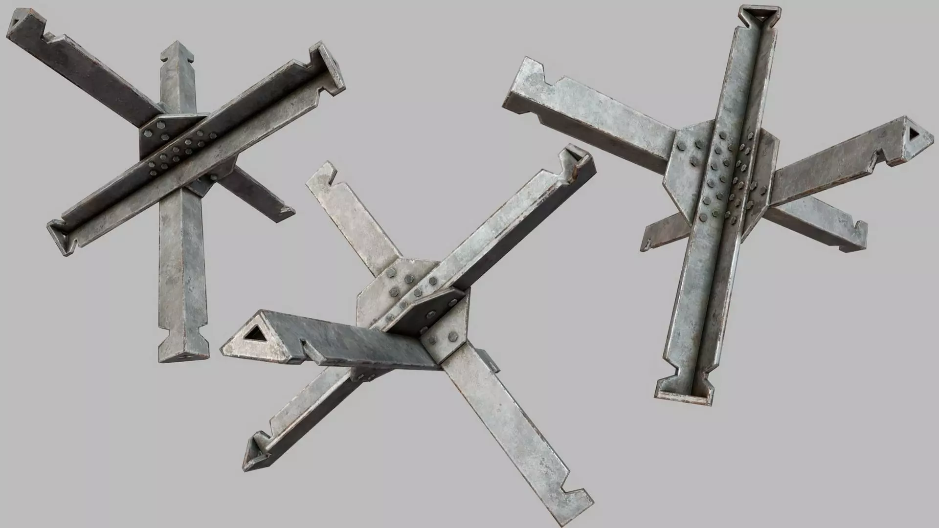 Hedgehog Anti-Tank Obstacle PBR Low-poly 3D model_0