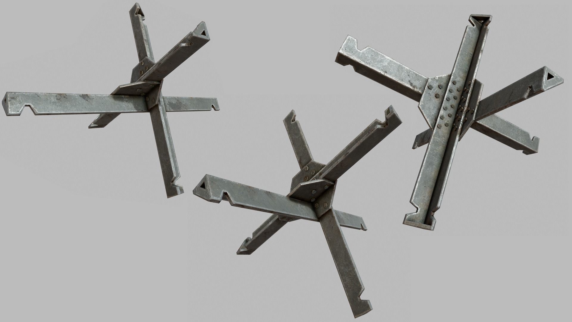 Hedgehog Anti-Tank Obstacle PBR Low-poly 3D model_1