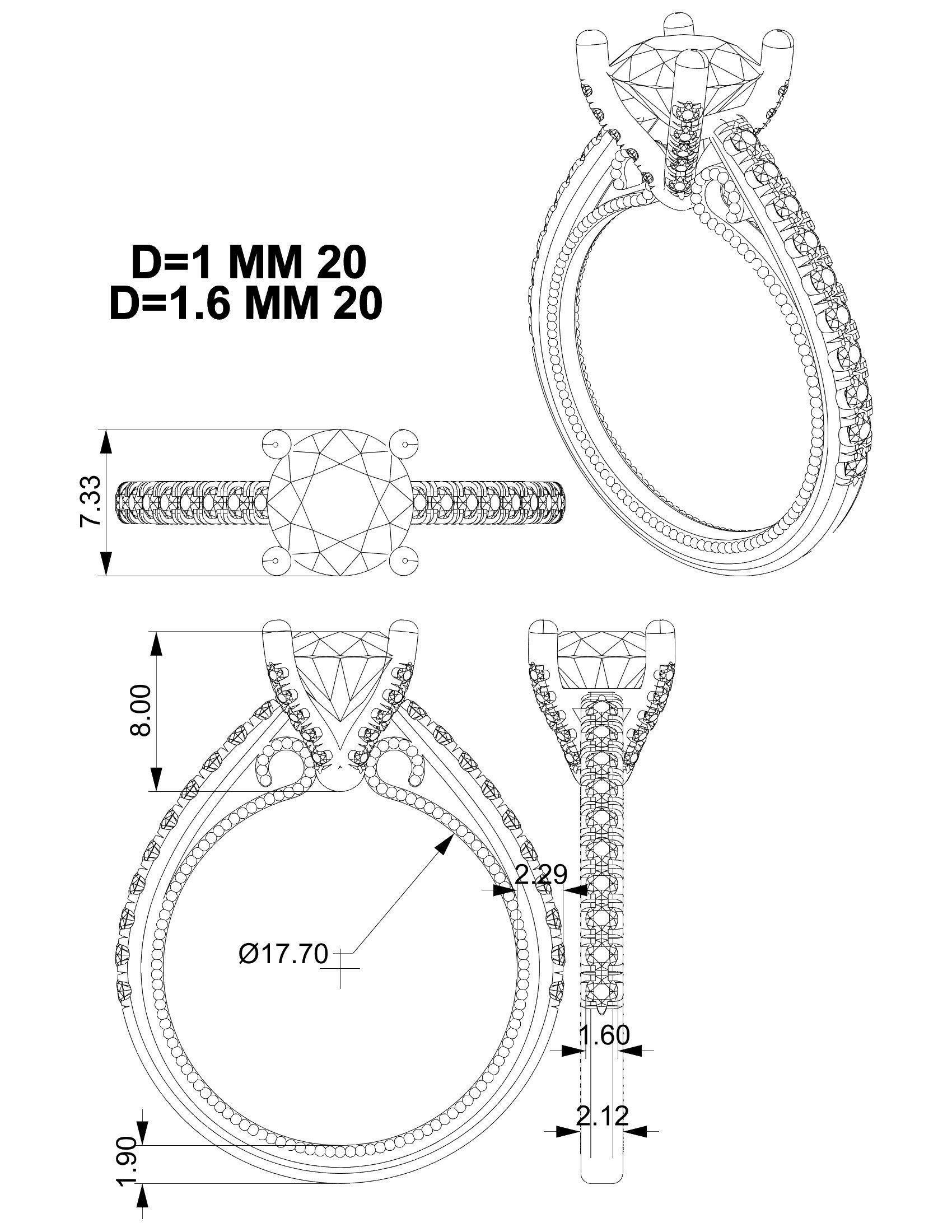 Fashion engagement ring 3D print model_4