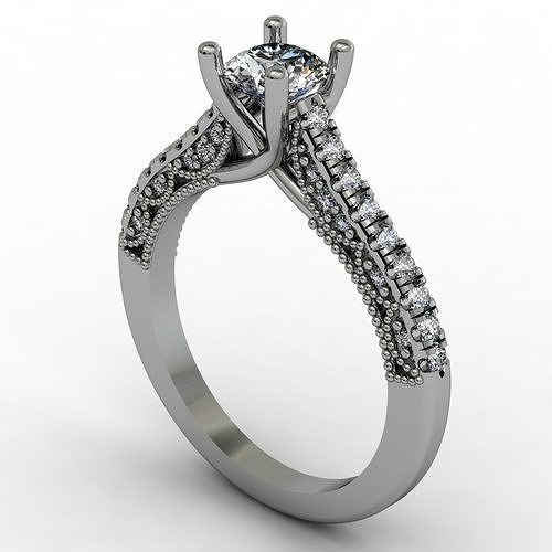 Criss cross claws of central stone engagement ring 3D print model