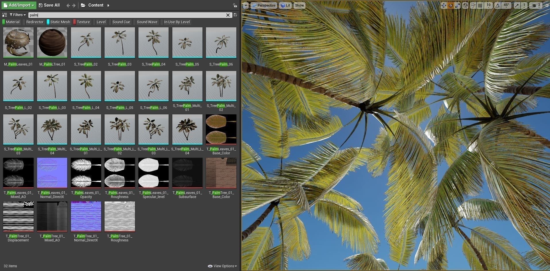 Palm trees - PBR Low-poly 3D model_5