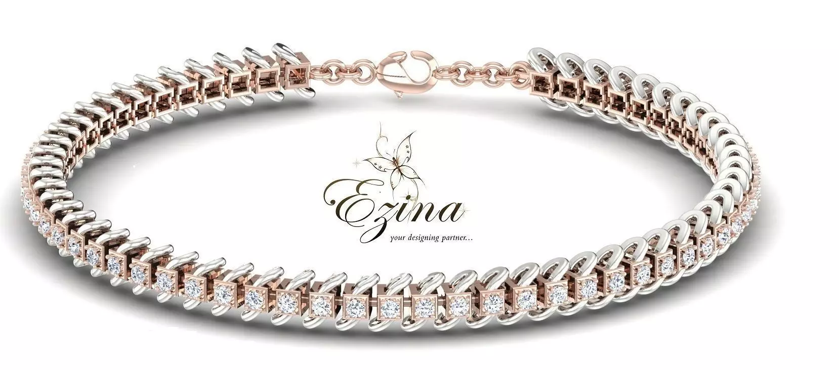 Link diamond bracelet 3D print model