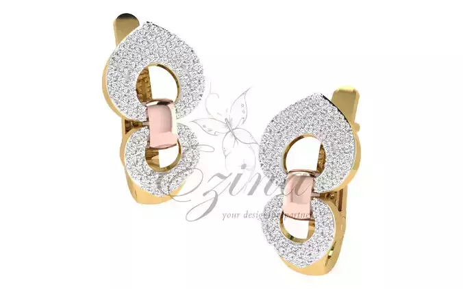 earing 4 pair of earrings with diamonds and gold plating