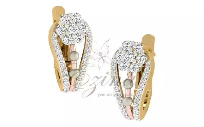 earing 3 pair of earrings with diamonds and pearls