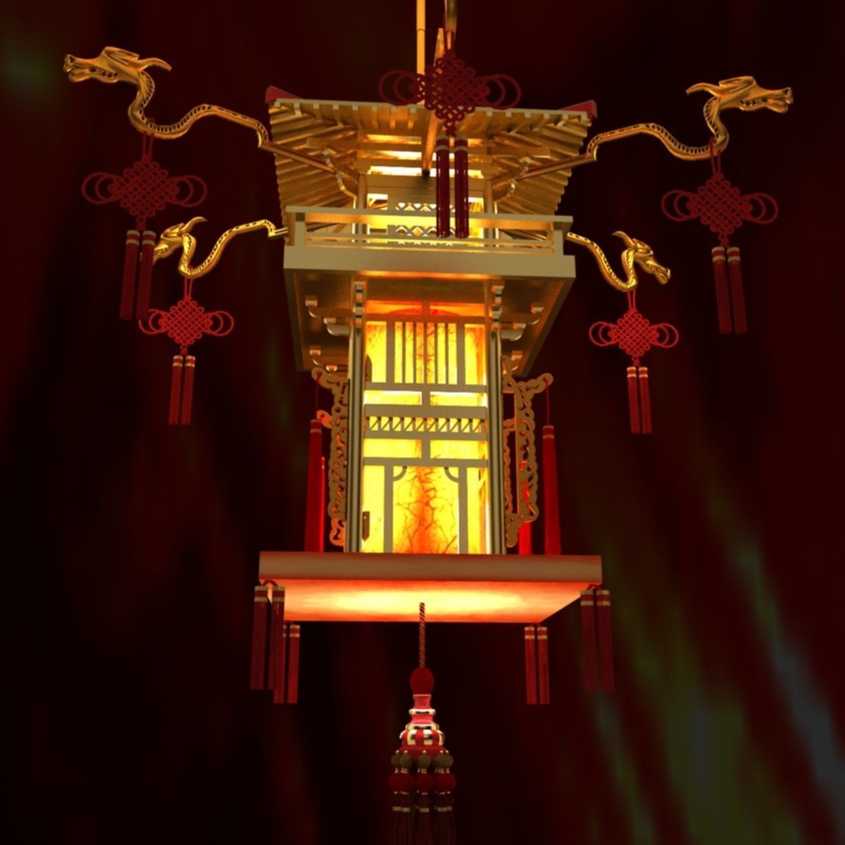 Chinese Palace Lantern 3D model_4