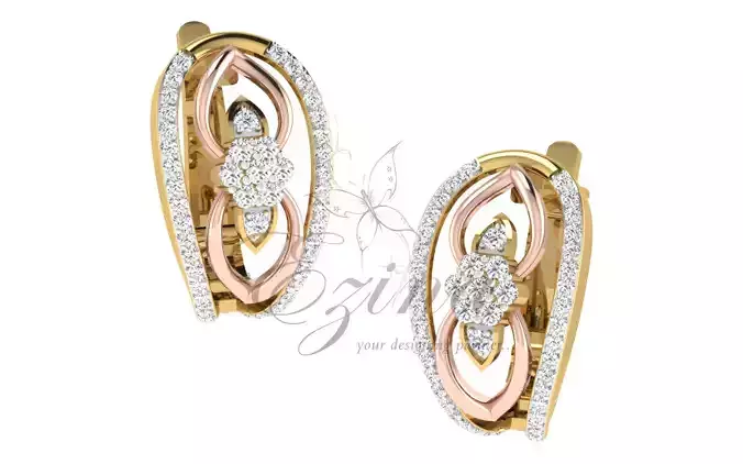 Earing 1 two diamond earrings gold and rose gold