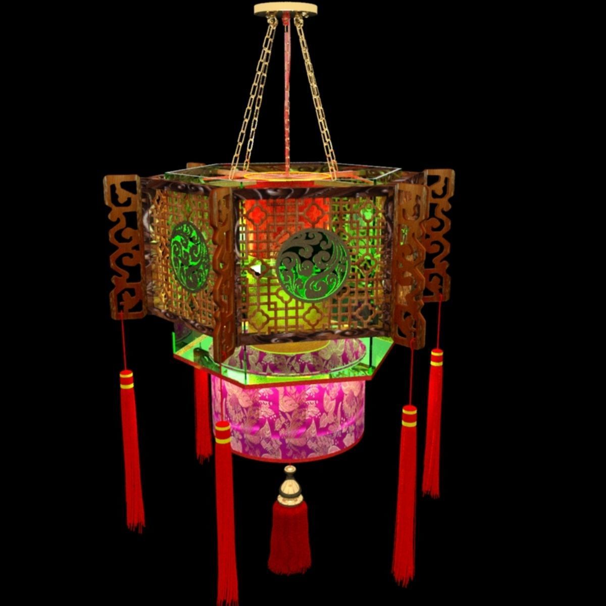 Chinese palace lantern 3D model_6