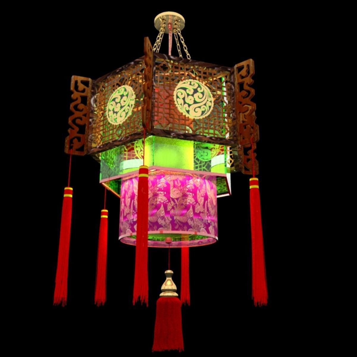 Chinese palace lantern 3D model_1