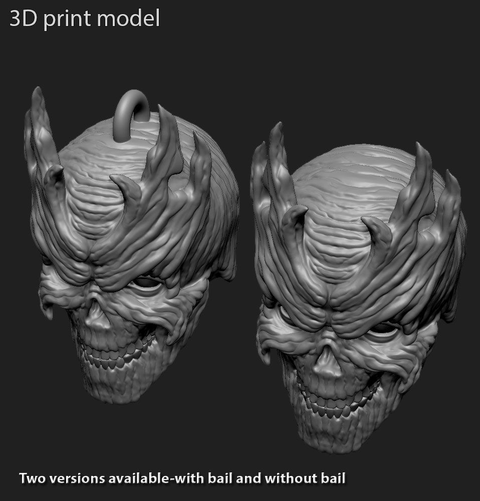 Skull pendant jewelry wooden vol 7 3D print model_8