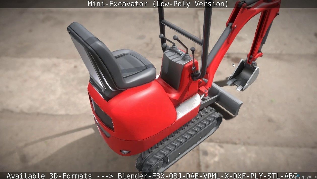 Mini-Excavator Low-Poly-Version Low-poly 3D model_15