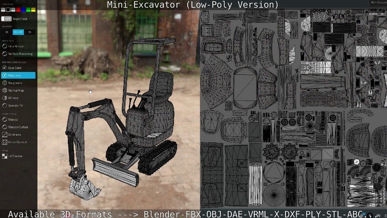 Mini-Excavator Low-Poly-Version Low-poly 3D model_35