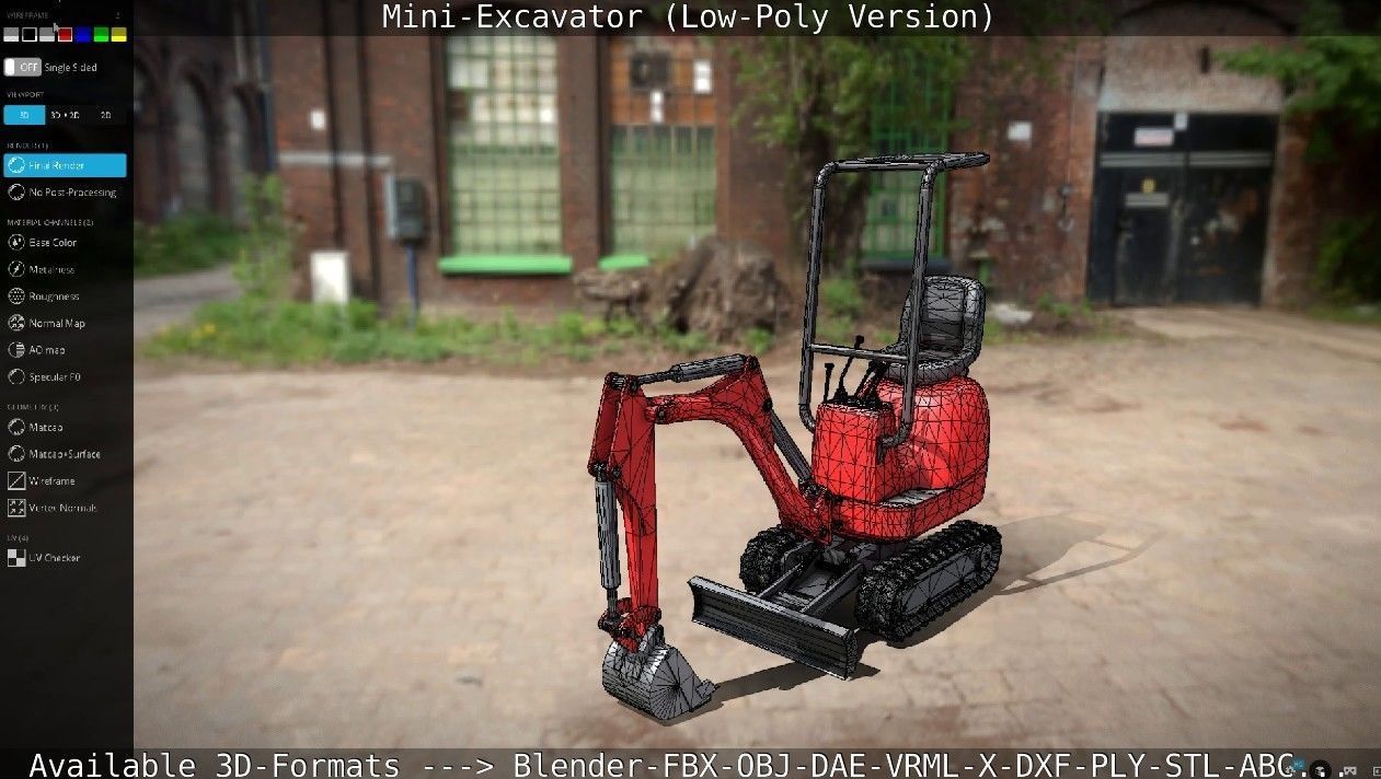 Mini-Excavator Low-Poly-Version Low-poly 3D model_45