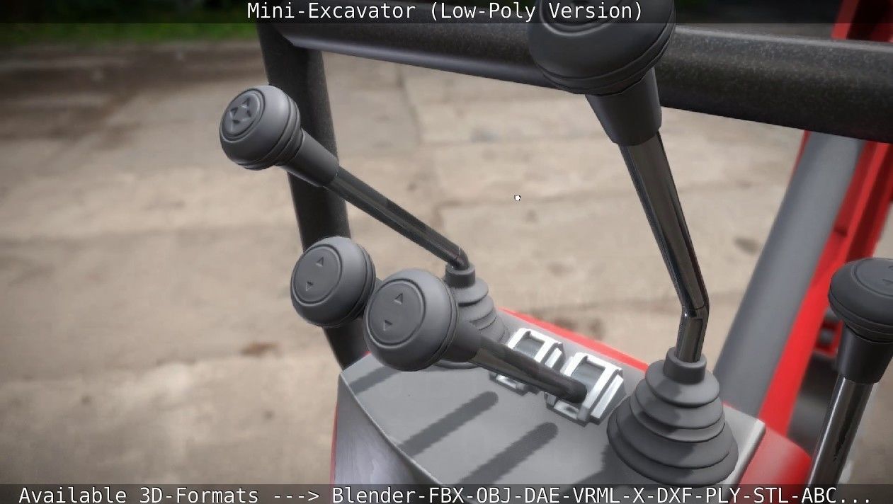 Mini-Excavator Low-Poly-Version Low-poly 3D model_13