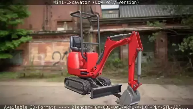   Mini-Excavator Low-Poly-Version Low-poly 3D model