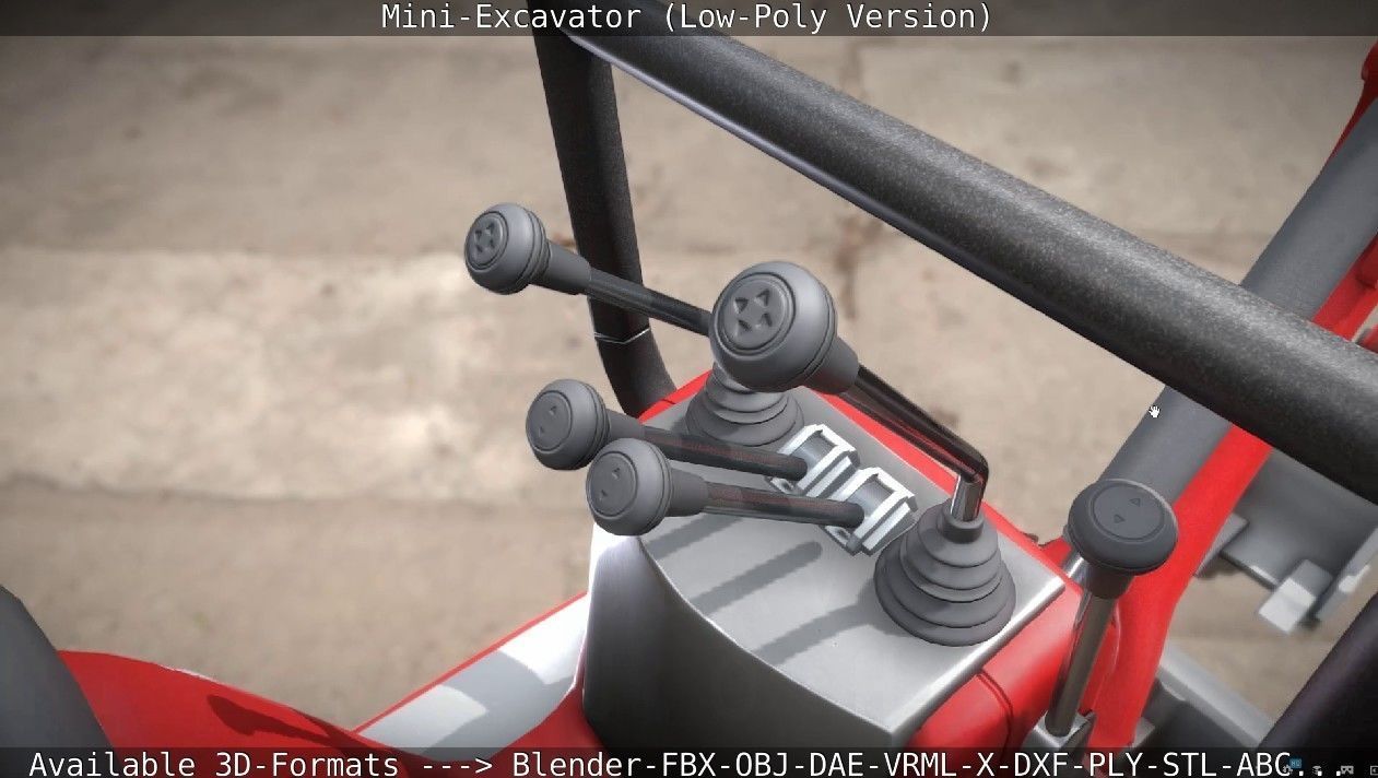 Mini-Excavator Low-Poly-Version Low-poly 3D model_14