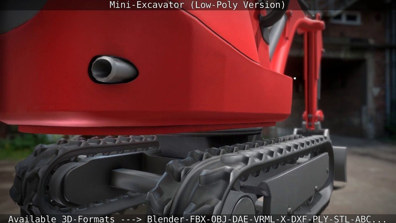 Mini-Excavator Low-Poly-Version Low-poly 3D model_6