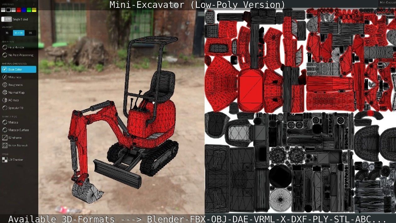 Mini-Excavator Low-Poly-Version Low-poly 3D model_34