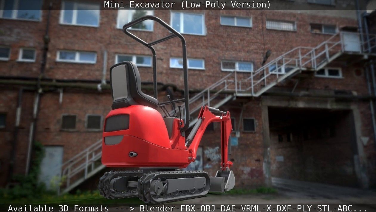 Mini-Excavator Low-Poly-Version Low-poly 3D model_26