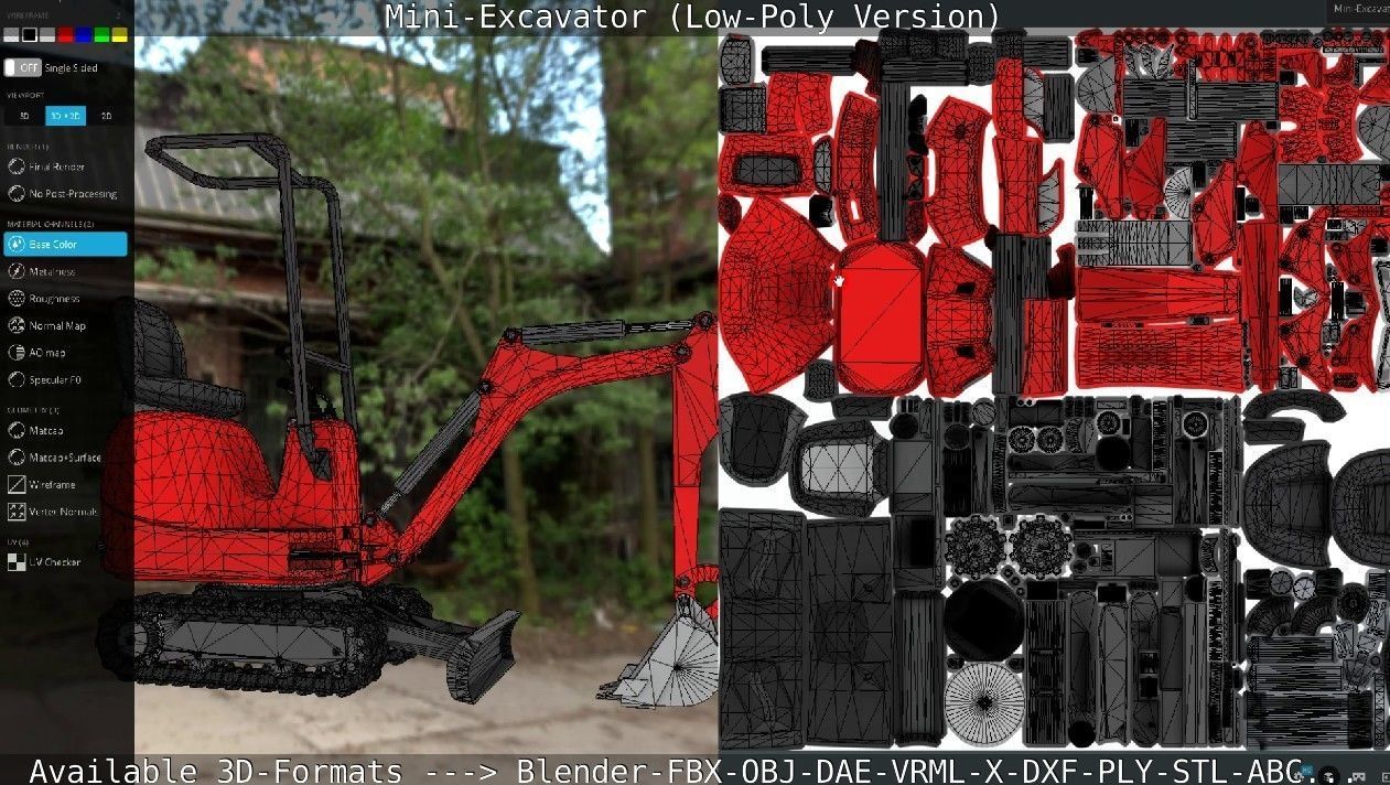 Mini-Excavator Low-Poly-Version Low-poly 3D model_32