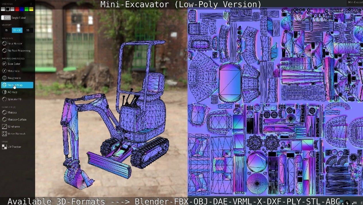 Mini-Excavator Low-Poly-Version Low-poly 3D model_38