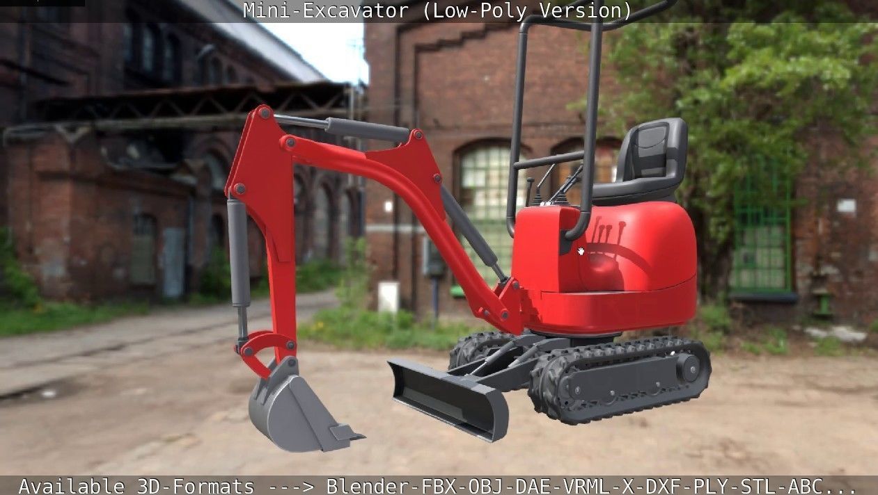 Mini-Excavator Low-Poly-Version Low-poly 3D model_48